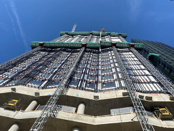 mast climbers at college road, scaffolding company
